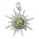 Pendentif Soleil en Ambre vert et Argent
