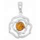 Pendentif Argent et Ambre en forme de Rose