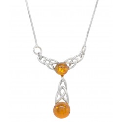 Collier en Argent et Ambre cognac