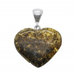 Coeur Ambre vert et Argent