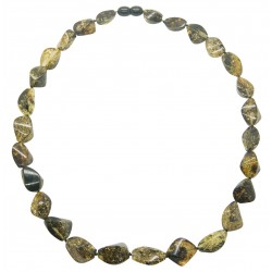 Collier Ambre multicolore forme olive taillé