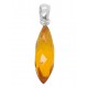 Pendentif ambre cognac et argent - Amande