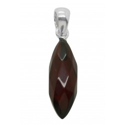 Pendentif ambre cerise et argent - Amande