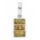 Pendentif ambre vert et argent 925/1000 forme rectangulaire