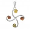 Pendentif croix en Argent et Ambre multicouleur