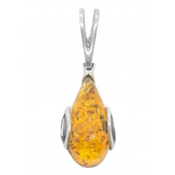 Cognac and Silver Amber Pendant 925/1000