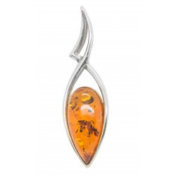 Pendentif en Argent avec perle d'ambre cognac