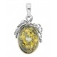 Pendentif en Argent et Cabochon Ambre miel