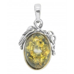 Pendentif en Argent et Cabochon Ambre miel