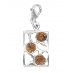 Genuine cognac and silver 925/1000 amber pendant