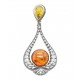 Pendentif ambre et argent 925/1000