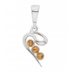Pendentif en Ambre véritable cognac et Argent 925/1000