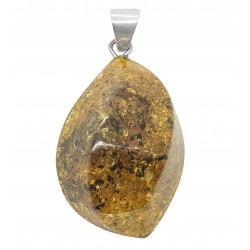 Pendentif ambre vert et argent