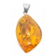 Pendentif ambre miel et argent