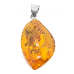 Pendentif ambre miel et argent