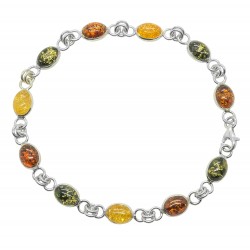 Bracelet en Ambre multicolore et Argent 925/1000