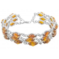 Bracelet en Ambre cognac et Argent 925/1000