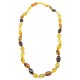 Collier d'ambre adulte avec grosse perle multicolore
