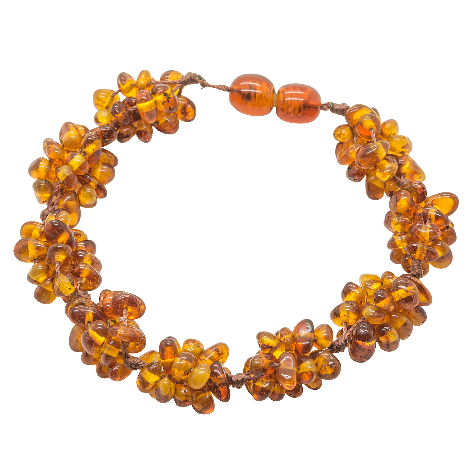 Bracelet Perles D'ambre Naturel - Brun - Forme Ronde - Occasion