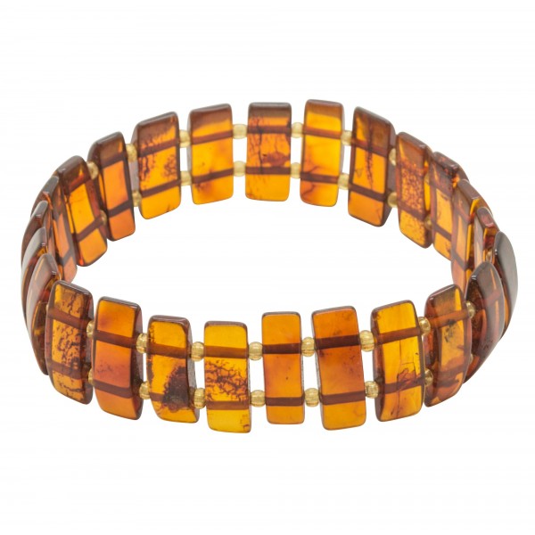 Bracelet d'ambre adulte multicolore pierre rectangulaire