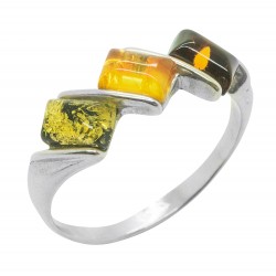 Multicolored amber ring