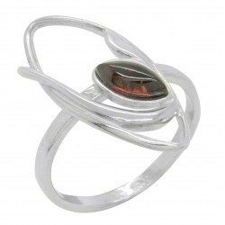 ciliegia e ambra anello d'argento 925/1000