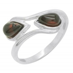 925/1000 silver and cherry amber ring