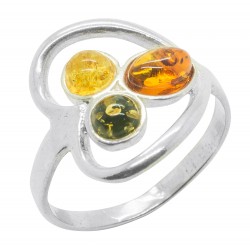 925 / 1000t silver and natural amber heart shaped ring