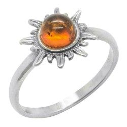 Cognac amber ring and silver 925/1000