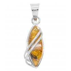 Pendentif en Ambre cognac et Argent 