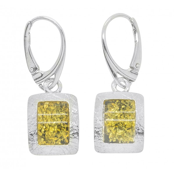 Boucles D'oreilles Puces En Argent 925 Et Ambre Orange - Occasion, Sans Marque