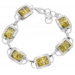 Bracelet Argent et ambre vert naturel