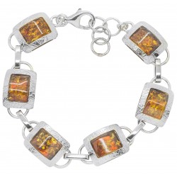 Bracelet Argent et ambre vert naturel