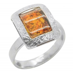 Cognac amber ring and silver 925/1000