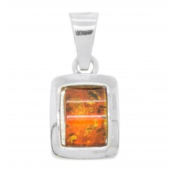 Pendentif en Ambre cognac et Argent 