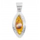 Pendentif en Ambre cognac et Argent 