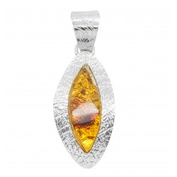 Pendentif en Ambre cognac et Argent 