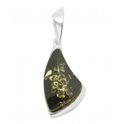 Pendentif en ambre vert et argent 925/1000