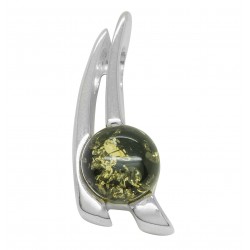 Pendentif Argent avec perle ambre vert