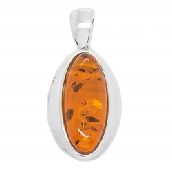 Pendentif Ambre cognac et armature Argent 925/1000