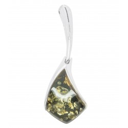 Pendentif ambre vert et argent 925/1000