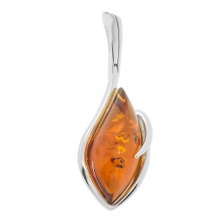 Pendentif en Ambre cognac et Argent 