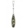 Pendentif long en ambre vert et argent 925/1000
