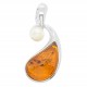 Pendentif en Ambre et Argent accompagné d'une perle naturelle.