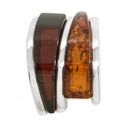 Pendentif en Ambre bicolore et Argent 925/1000