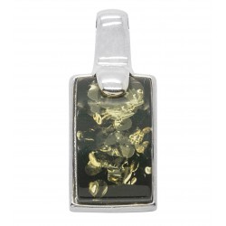 Pendentif ambre vert et argent 925/1000 forme rectangulaire