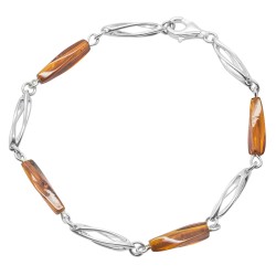 Bracelet en Ambre cognac et Argent 925/1000