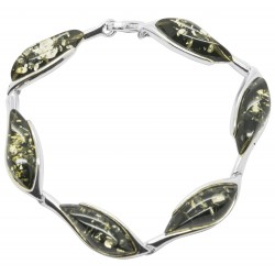 Bracelet ambre vert et argent 925/1000