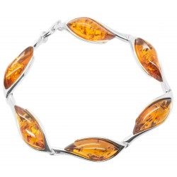 Bracelet ambre vert et argent 925/1000