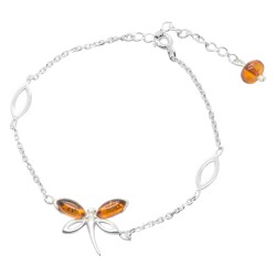 Bracelet en Ambre cognac et Argent 925/1000